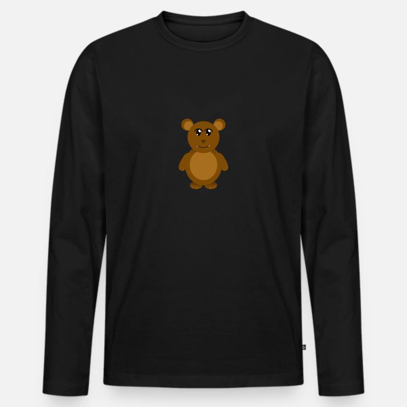Cute Bear - Männer Premium Bio Langarmshirt - Schwarz