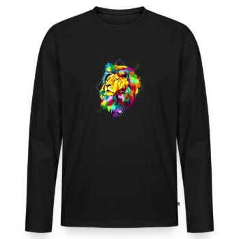 LION Art - T-shirt manches longues Premium bio Homme - noir - Devant - Nico (187cm)