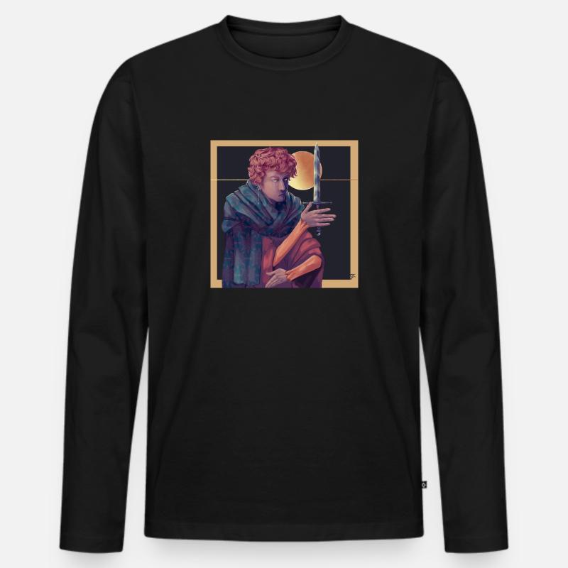 Sorcerer and Dagger - Männer Premium Bio Langarmshirt - Schwarz