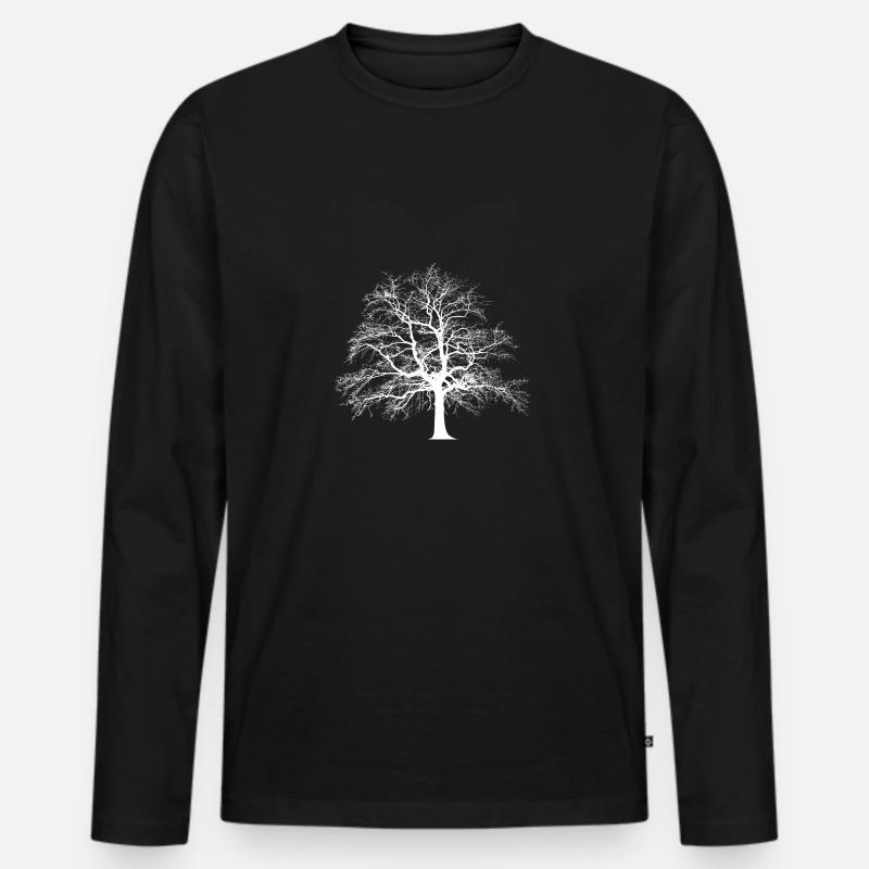 Baum - Männer Premium Bio Langarmshirt - Schwarz