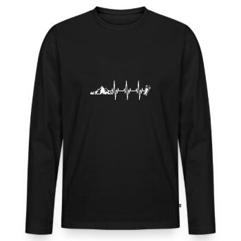 Beer mountains hiking heartbeat gift - Men's Premium Organic Long Sleeve Shirt - black - Front - Nico (187cm)