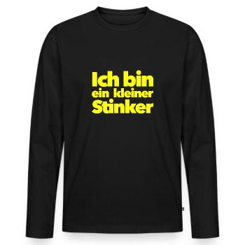 Ich bin ein kleiner Stinker - Spaß - Männer Premium Bio Langarmshirt - Schwarz - Vorne - Nico (187cm)