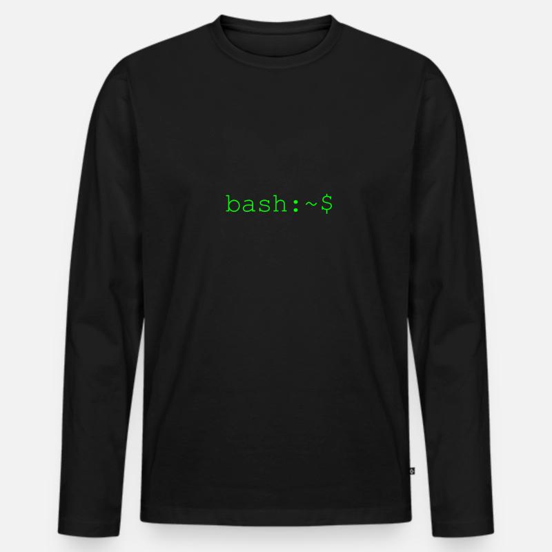 Console shell bash Linux - T-shirt manches longues Premium bio Homme - noir