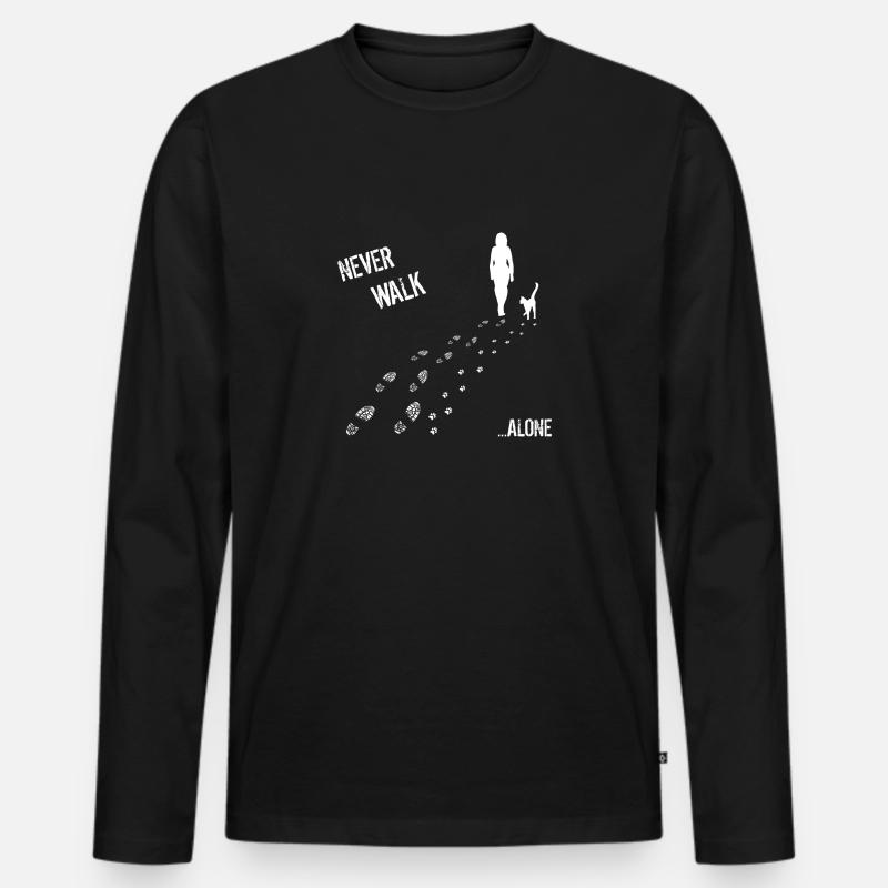 Never Walk alone Frau Katze - Männer Premium Bio Langarmshirt - Schwarz