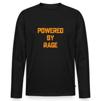 Powered by Rage Motivation Geschenk - Männer Premium Bio Langarmshirt - Schwarz - Vorne - Nico (187cm)