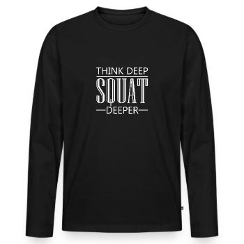 Pensez à Deep Squat Deeper Squat Fitness Gift - T-shirt manches longues Premium bio Homme - noir - Devant - Nico (187cm)