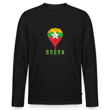 Bagan Heißluftballon Myanmar Burma - Männer Premium Bio Langarmshirt - Schwarz - Vorne - Nico (187cm)
