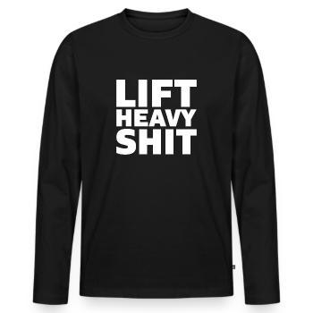 Lift Heavy Shit Fitness Gym cadeau - T-shirt manches longues Premium bio Homme - noir - Devant - Nico (187cm)