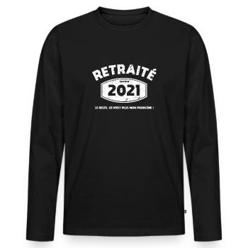 Retired 2021 - Gift T-shirt - Men's Premium Organic Long Sleeve Shirt - black - Front - Nico (187cm)