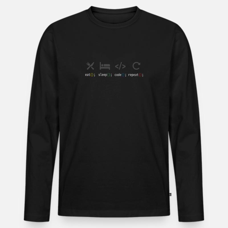 Codierung - Männer Premium Bio Langarmshirt - Schwarz