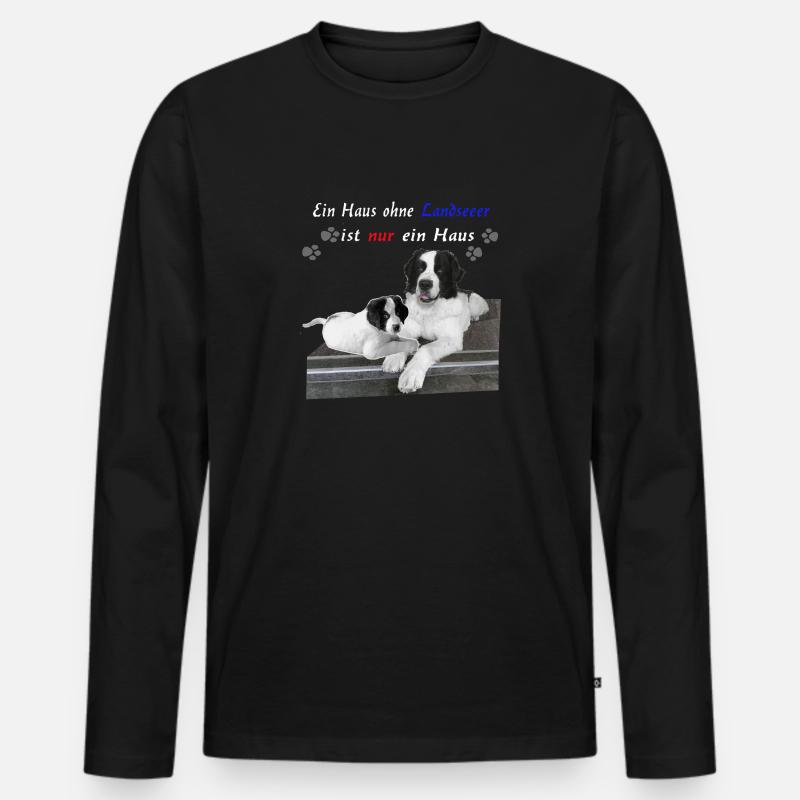 Hund-Landseer-Geschenkidee - Männer Premium Bio Langarmshirt - Schwarz