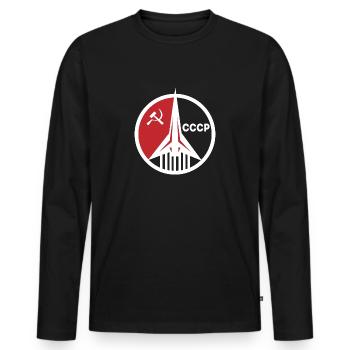 UDSSR Sputnik Sovjet Rakete - Männer Premium Bio Langarmshirt - Schwarz - Vorne - Nico (187cm)