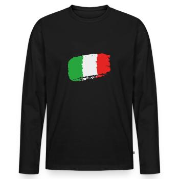 Drapeau italien - T-shirt manches longues Premium bio Homme - noir - Devant - Nico (187cm)