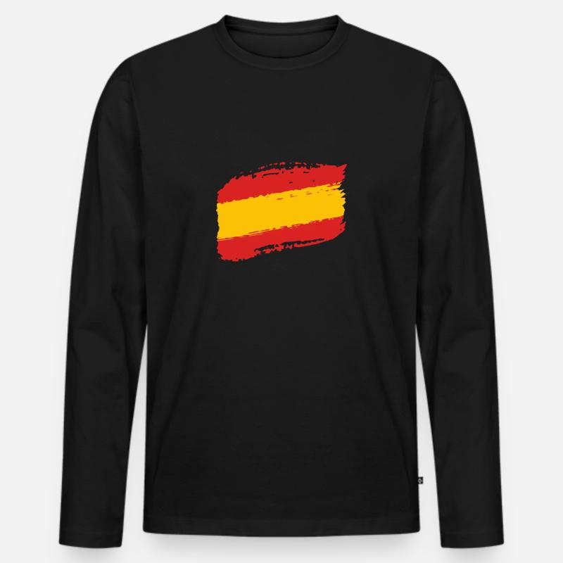Spanische Flagge - Männer Premium Bio Langarmshirt - Schwarz