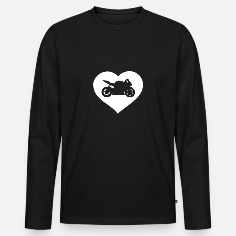 Motorrad Herz - Männer Premium Bio Langarmshirt - Schwarz