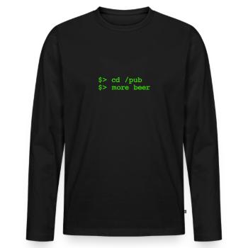 cd pub - more beer - Linux Shell - Männer Premium Bio Langarmshirt - Schwarz - Vorne - Nico (187cm)