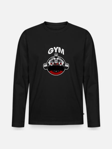 GYM - Men's Premium Organic Long Sleeve Shirt - black