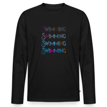 Schwimmen Schwimmen und mehr Schwimmen Zwemmen - Männer Premium Bio Langarmshirt - Schwarz - Vorne - Nico (187cm)