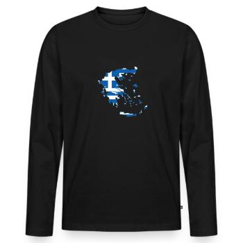 Hellas - T-shirt manches longues Premium bio Homme - noir - Devant - Nico (187cm)
