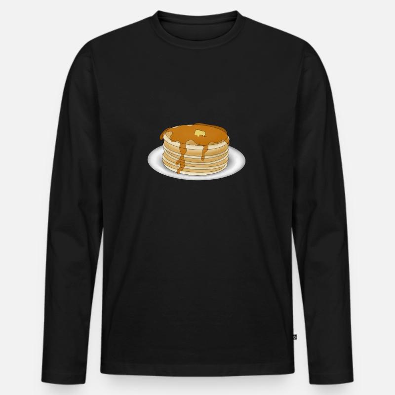 Pancakes - Männer Premium Bio Langarmshirt - Schwarz