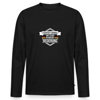 Fachkräftemangel gibt es nur in unserer Regierung - Männer Premium Bio Langarmshirt - Schwarz - Vorne - Nico (187cm)