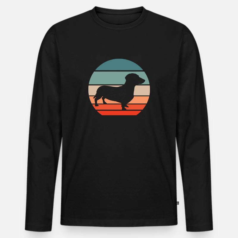 Dackel Dachshund Teckel Silhouette - Männer Premium Bio Langarmshirt - Schwarz