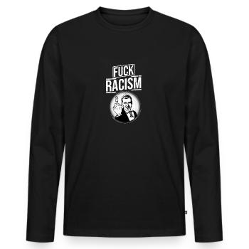 contre le racisme! - T-shirt manches longues Premium bio Homme - noir - Devant - Nico (187cm)