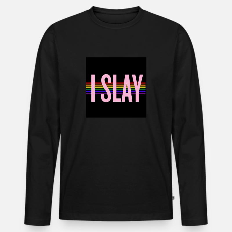 Ich schlachte - Männer Premium Bio Langarmshirt - Schwarz