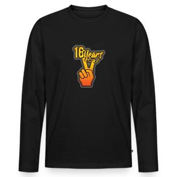 16 ans! 16 e anniversaire - T-shirt manches longues Premium bio Homme - noir - Devant - Nico (187cm)