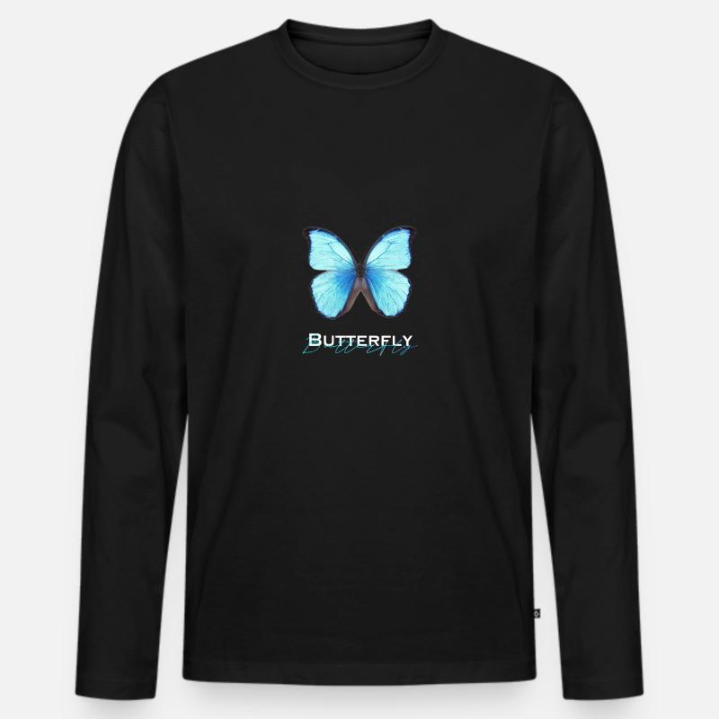 Butterfly Schmetterling - Männer Premium Bio Langarmshirt - Schwarz