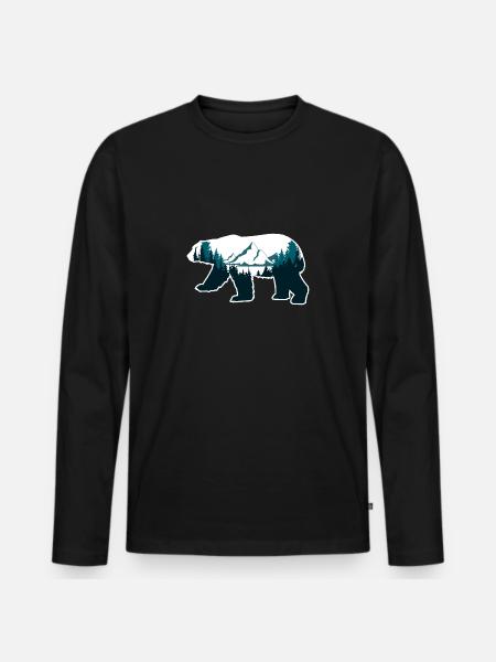 Double Exposure Animals Eisbär Geschenkidee - Männer Premium Bio Langarmshirt - Schwarz