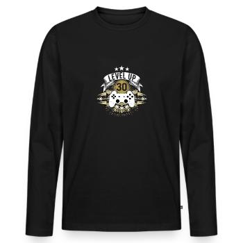 Finally 30 years old! - Men's Premium Organic Long Sleeve Shirt - black - Front - Nico (187cm)