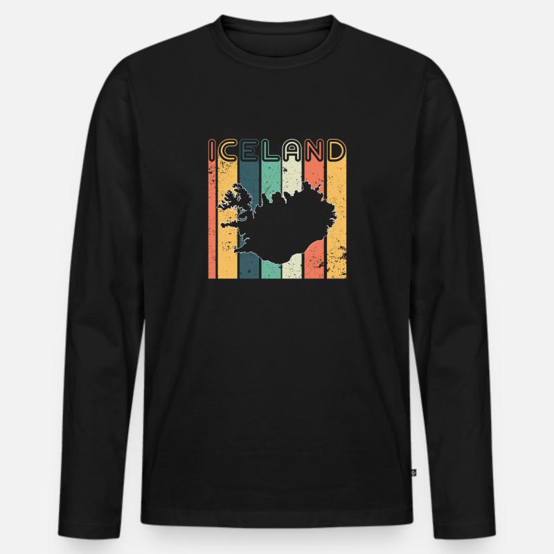 Iceland - Männer Premium Bio Langarmshirt - Schwarz