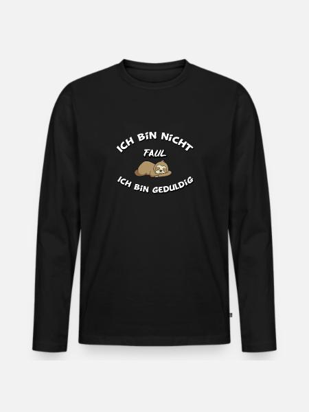 I'm not lazy I'm patient - Men's Premium Organic Long Sleeve Shirt - black