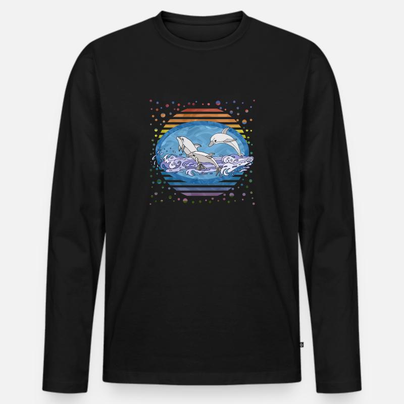 Delfine - Männer Premium Bio Langarmshirt - Schwarz