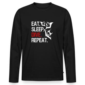 Eat Sleep Dive Repeat – Manta Swarm - Men's Premium Organic Long Sleeve Shirt - black - Front - Nico (187cm)