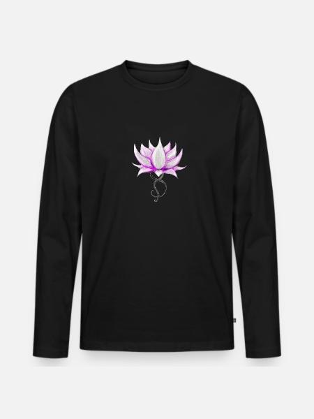 Lotuskrone - Männer Premium Bio Langarmshirt - Schwarz