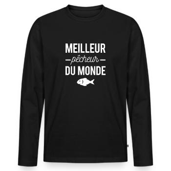Meilleur pêcheur du monde - T-shirt manches longues Premium bio Homme - noir - Devant - Nico (187cm)