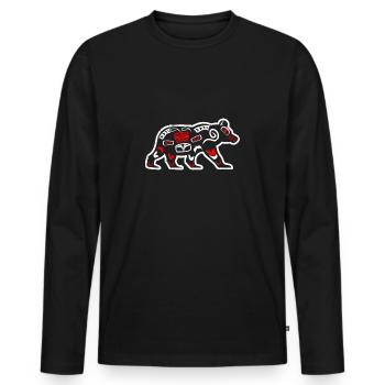 Haida Bär Lustige Geschenkidee - Männer Premium Bio Langarmshirt - Schwarz - Vorne - Nico (187cm)
