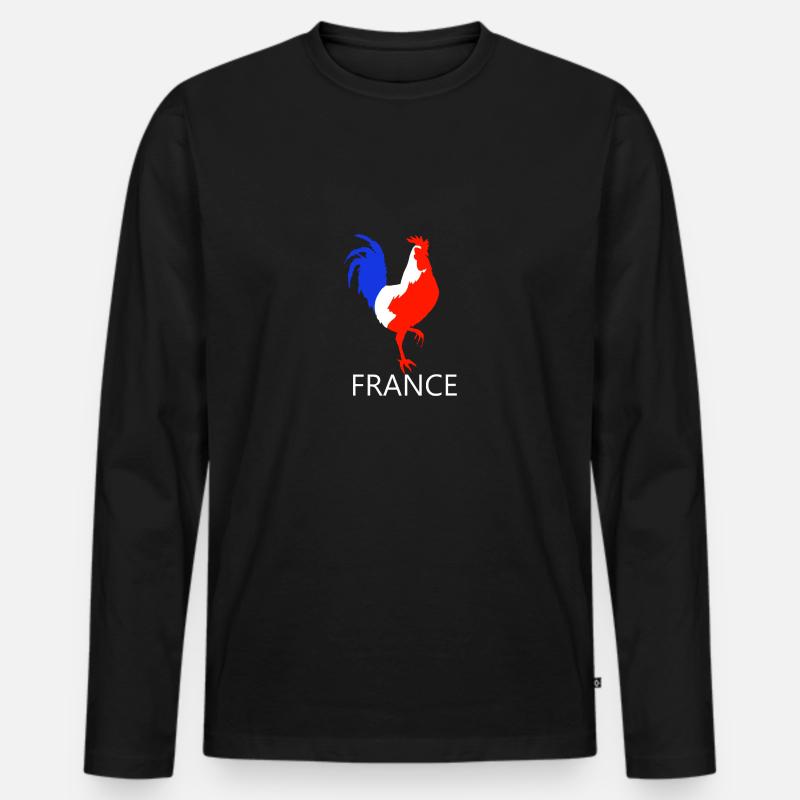 Hahn blau weiß rot - Männer Premium Bio Langarmshirt - Schwarz