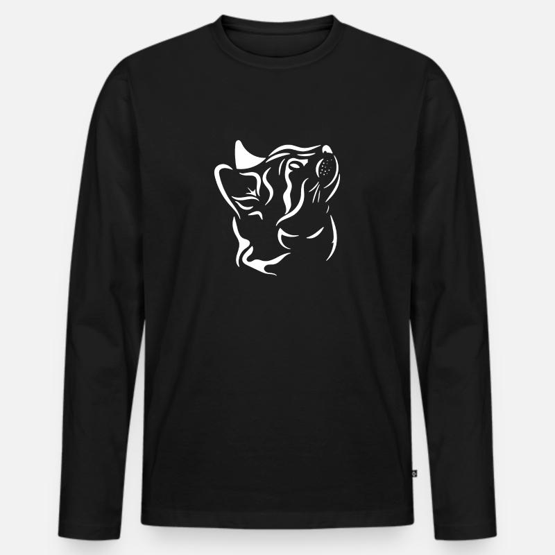 Katzenkopf - Männer Premium Bio Langarmshirt - Schwarz