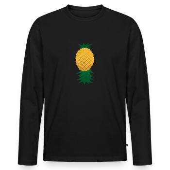 Upside Down Ananas Fruchtliebhaber Geschenkidee - Männer Premium Bio Langarmshirt - Schwarz - Vorne - Nico (187cm)