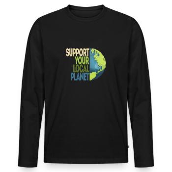 Soutenez votre planète locale Protection de l'environnement Protection du climat - T-shirt manches longues Premium bio Homme - noir - Devant - Nico (187cm)