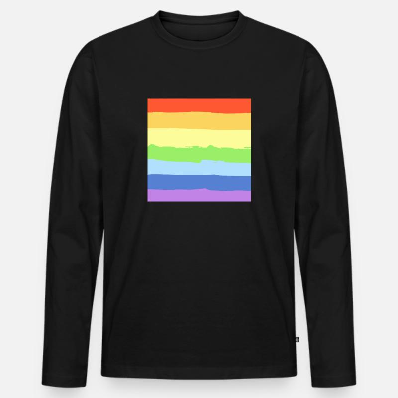 Regenbogen Pride - Männer Premium Bio Langarmshirt - Schwarz