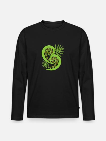 New Zealand Fern Koru Polynesian Tattoo Gift - Men's Premium Organic Long Sleeve Shirt - black