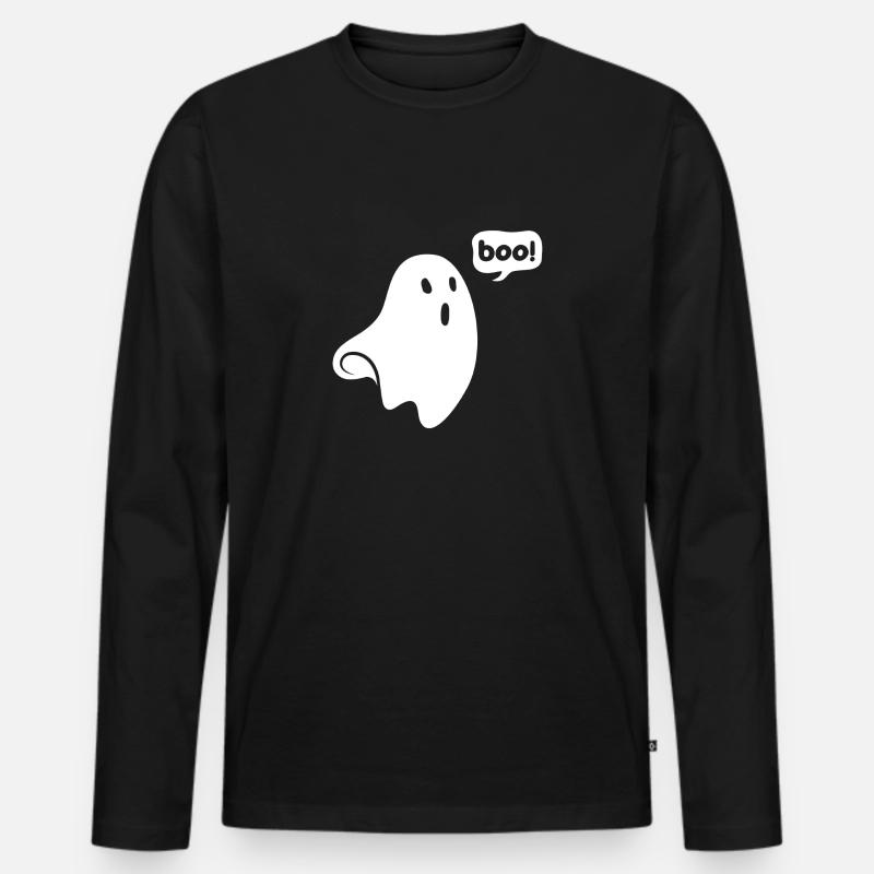 BOO GHOST - Männer Premium Bio Langarmshirt - Schwarz