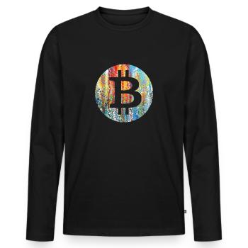Bitcoin Art - Men's Premium Organic Long Sleeve Shirt - black - Front - Nico (187cm)