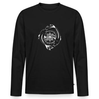 Ying Yang Fish - Men's Premium Organic Long Sleeve Shirt - black - Front - Nico (187cm)