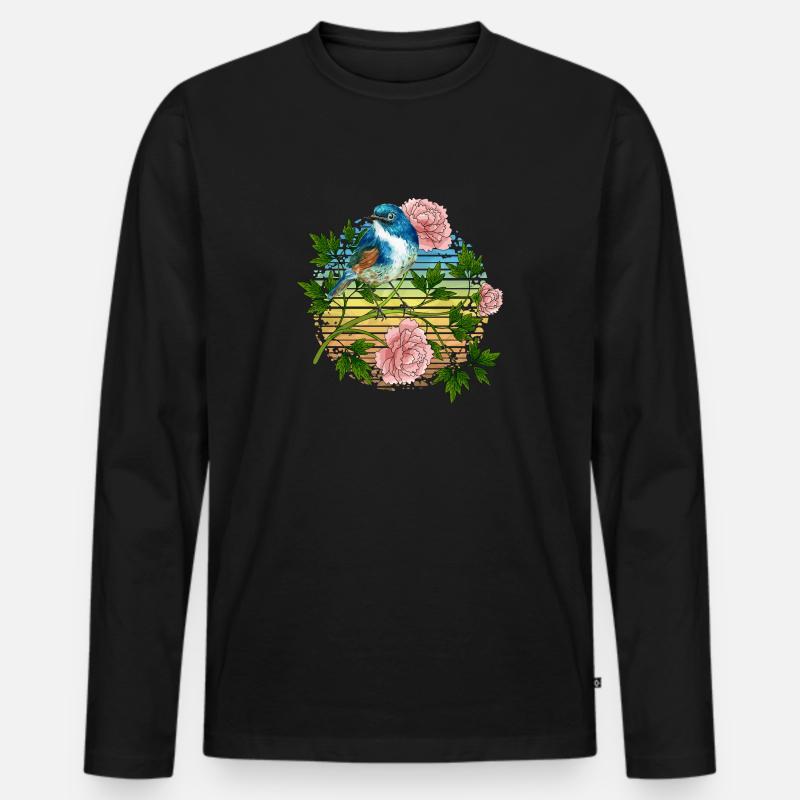 Bunter Vogel - Männer Premium Bio Langarmshirt - Schwarz