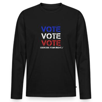 Vote Vote Vote - T-shirt manches longues Premium bio Homme - noir - Devant - Nico (187cm)